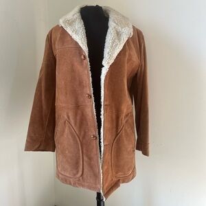 Vintage Men’s Suede Leather Sherpa Jacket with lining